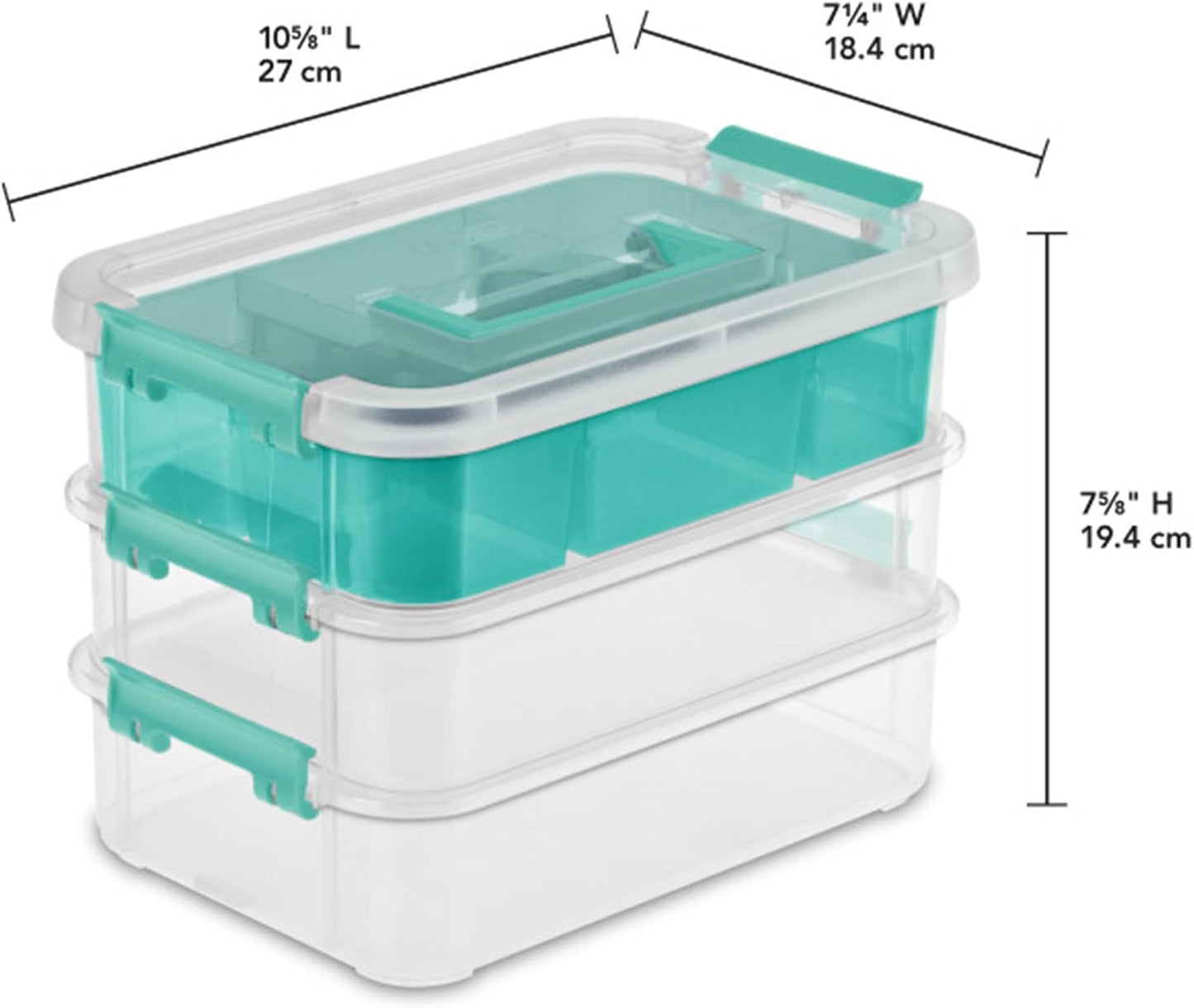 Pack 24 cajas plástico 3 capas transparente/azul