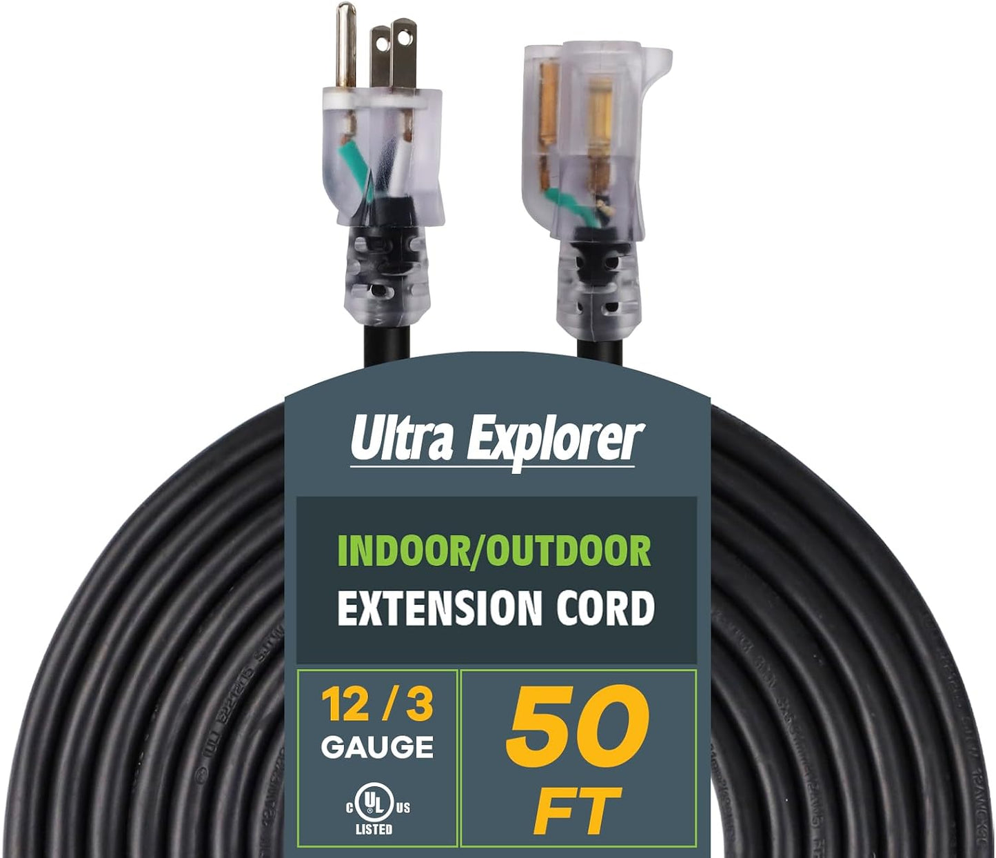 Cable extensión impermeable 50ft negro para jardín