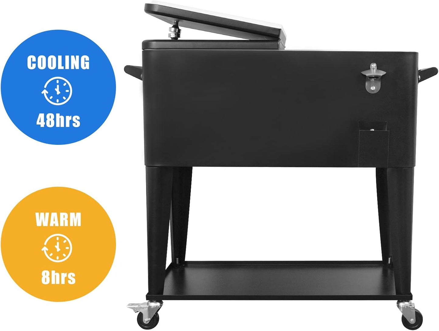 Carro enfriador 80qt con ruedas barra bebidas portatil
