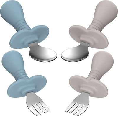 Set 4 cubiertos niños acero inox 18/8 sin BPA antiestrangulamiento