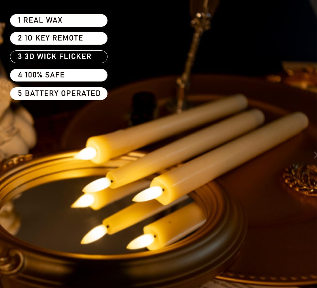 Velas LED sin llama cera real control remoto 9.6pulg