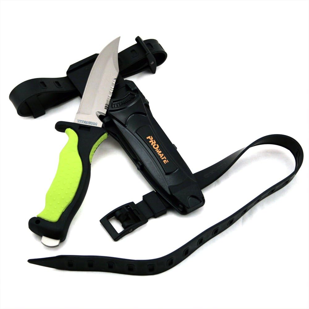 Cuchillo buceo titanio 4 3/8 con funda y correas