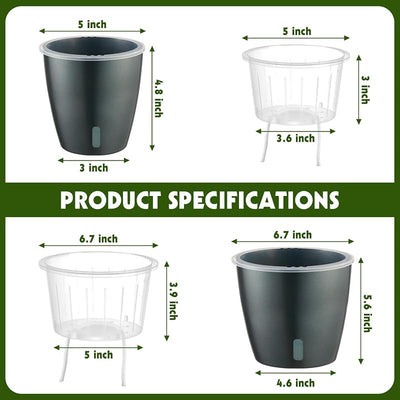 Macetas autoriego 5pulg con drenaje set 6 para violeta africana