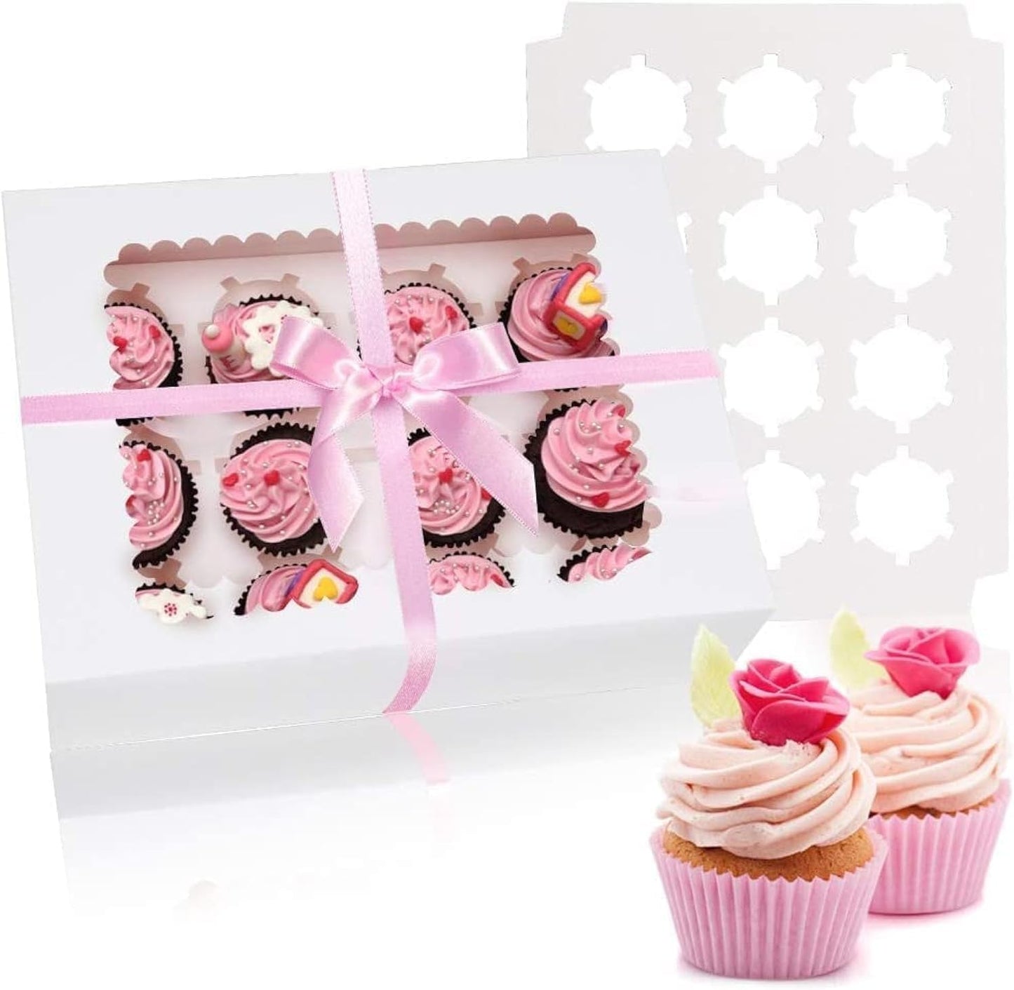 30 Cajas Cupcakes Grado Alimenticio con Ventanas