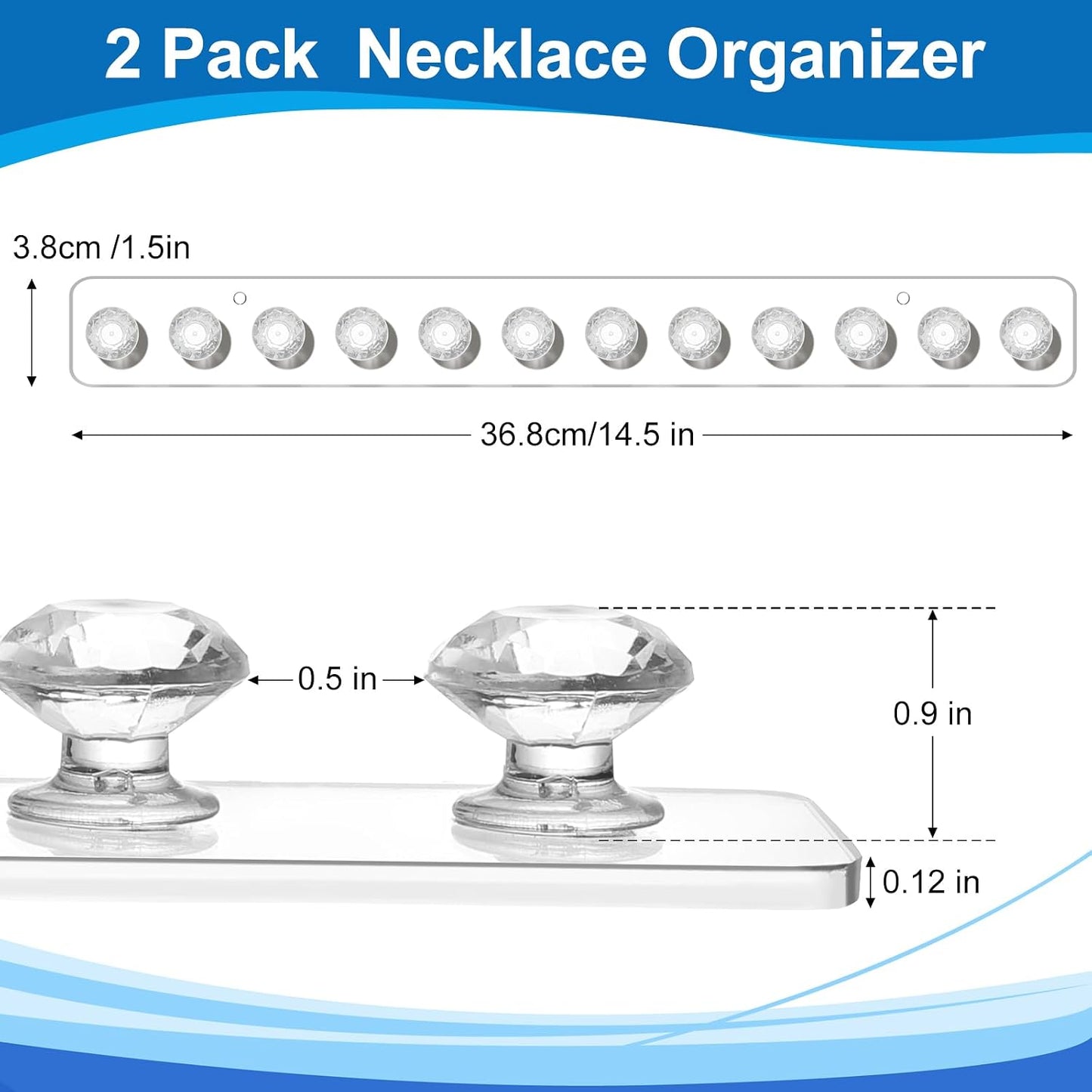 Soporte collares acrílico 12 ganchos pared pack