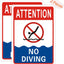 2 Carteles Piscina Aluminio Sin Buceo 10x7" UV Impermeable