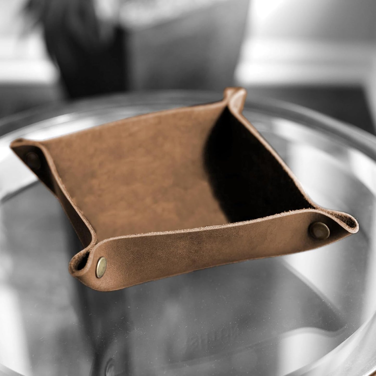Bandeja valet cuero genuino organiz. escritorio 6x6"