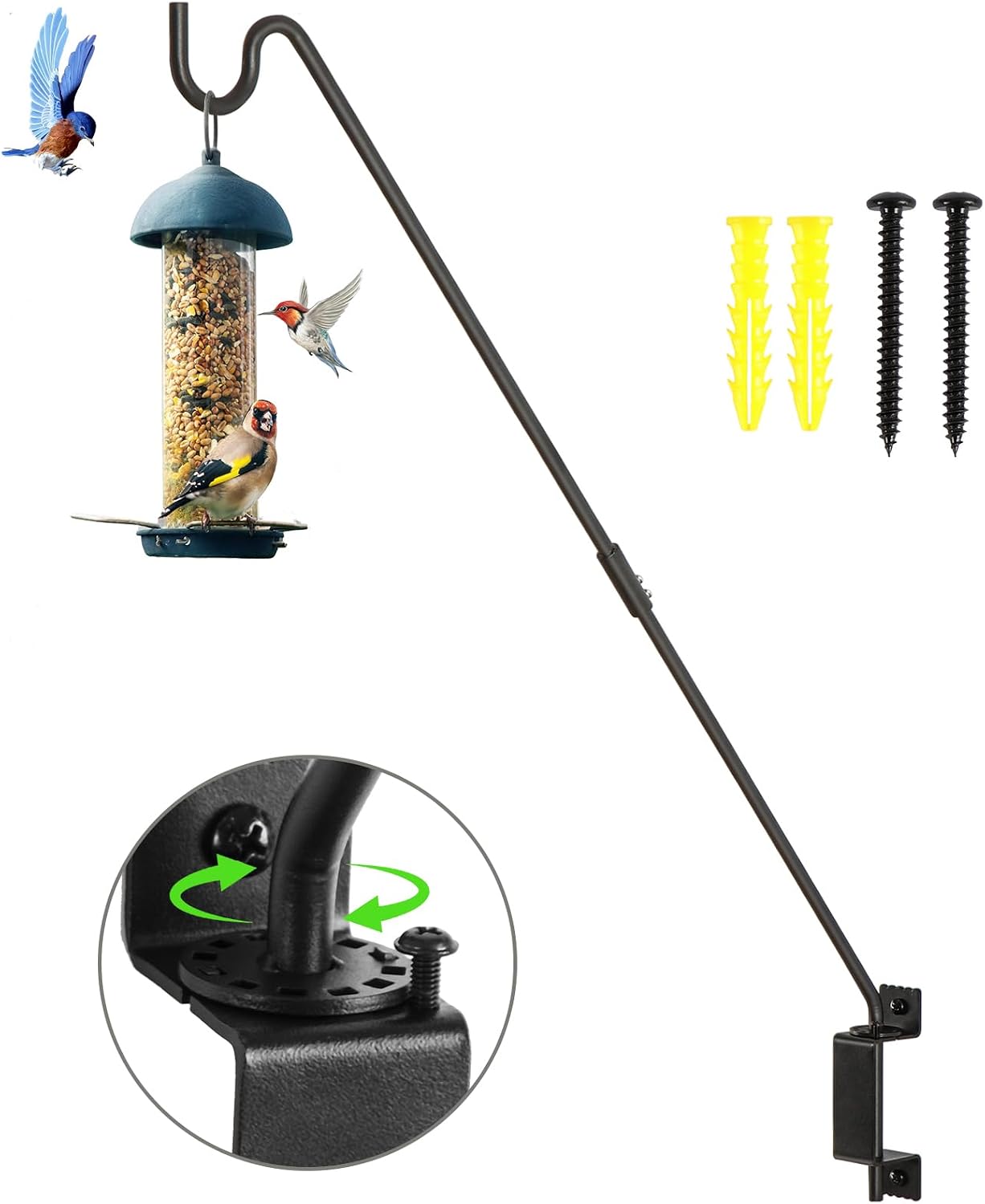 Gancho giratorio 360° acero 32" soporte pared comederos