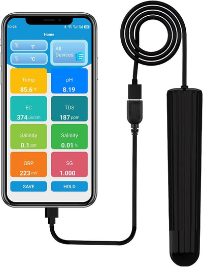 Probador 7en1 de agua pH/EC/TDS/ORP/IPX8 para acuario hidroponía