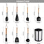 Set 8 Utensilios Cocina Silicona Asa Madera Soporte Antiadherente