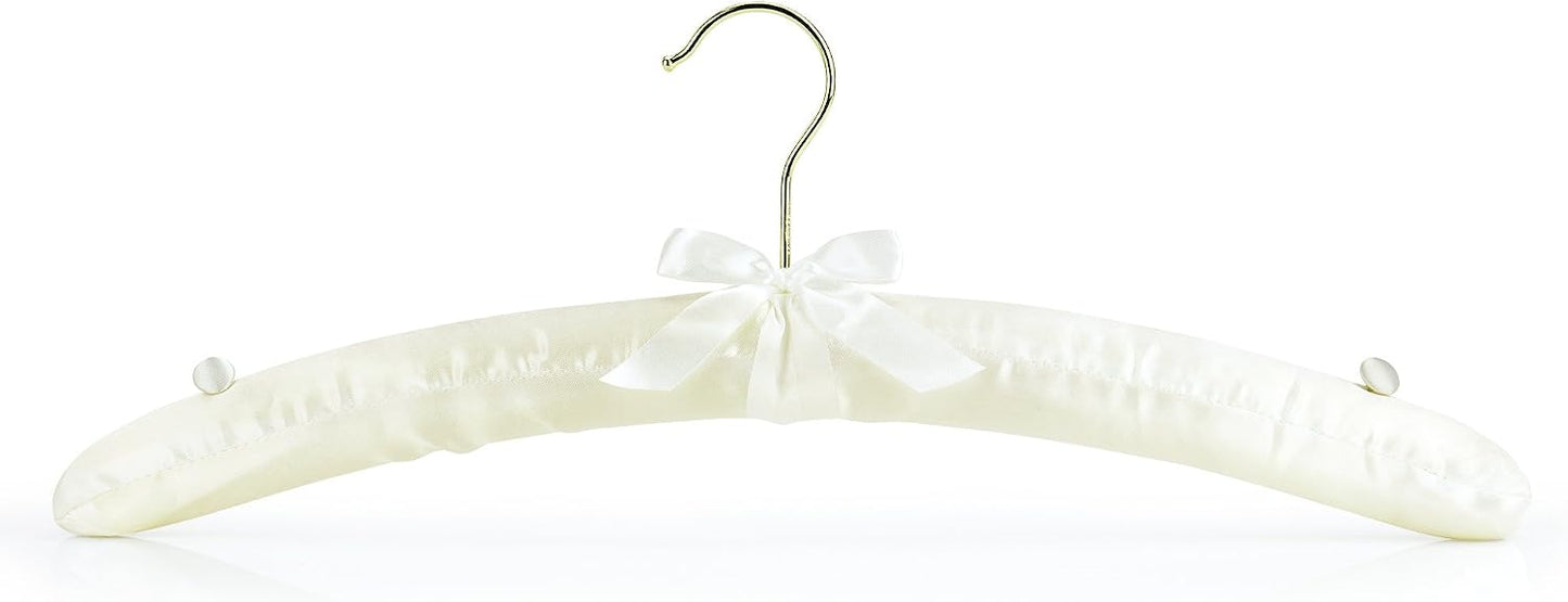 Perchas satén marfil 17" antideslizantes para vestido novia
