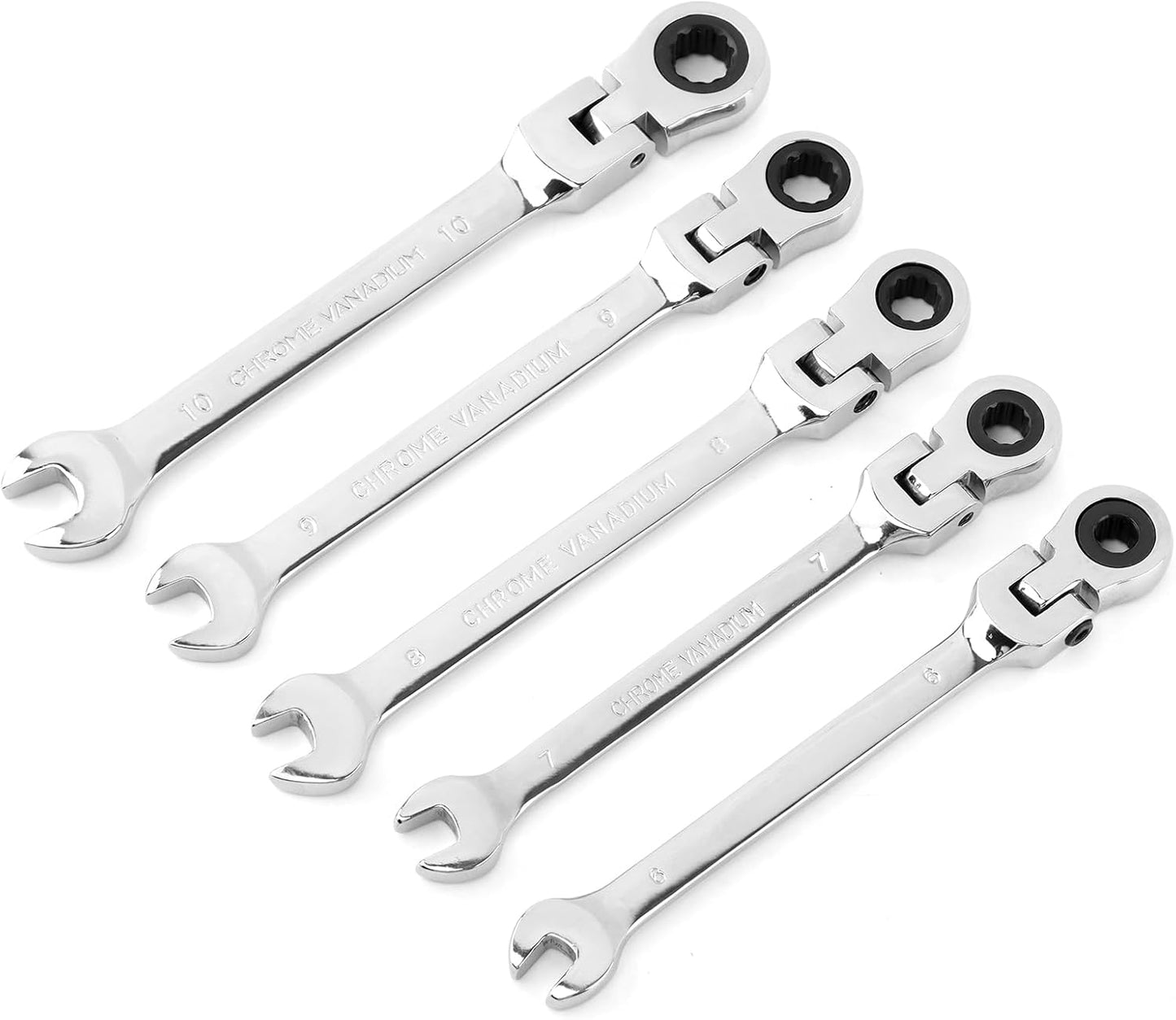 Set 5 llaves trinquete cabeza flexible 0.236-0.394pulg plateado