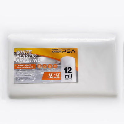 Barrera vapor 12mil 12x12ft plástico blanco espacio rastreo