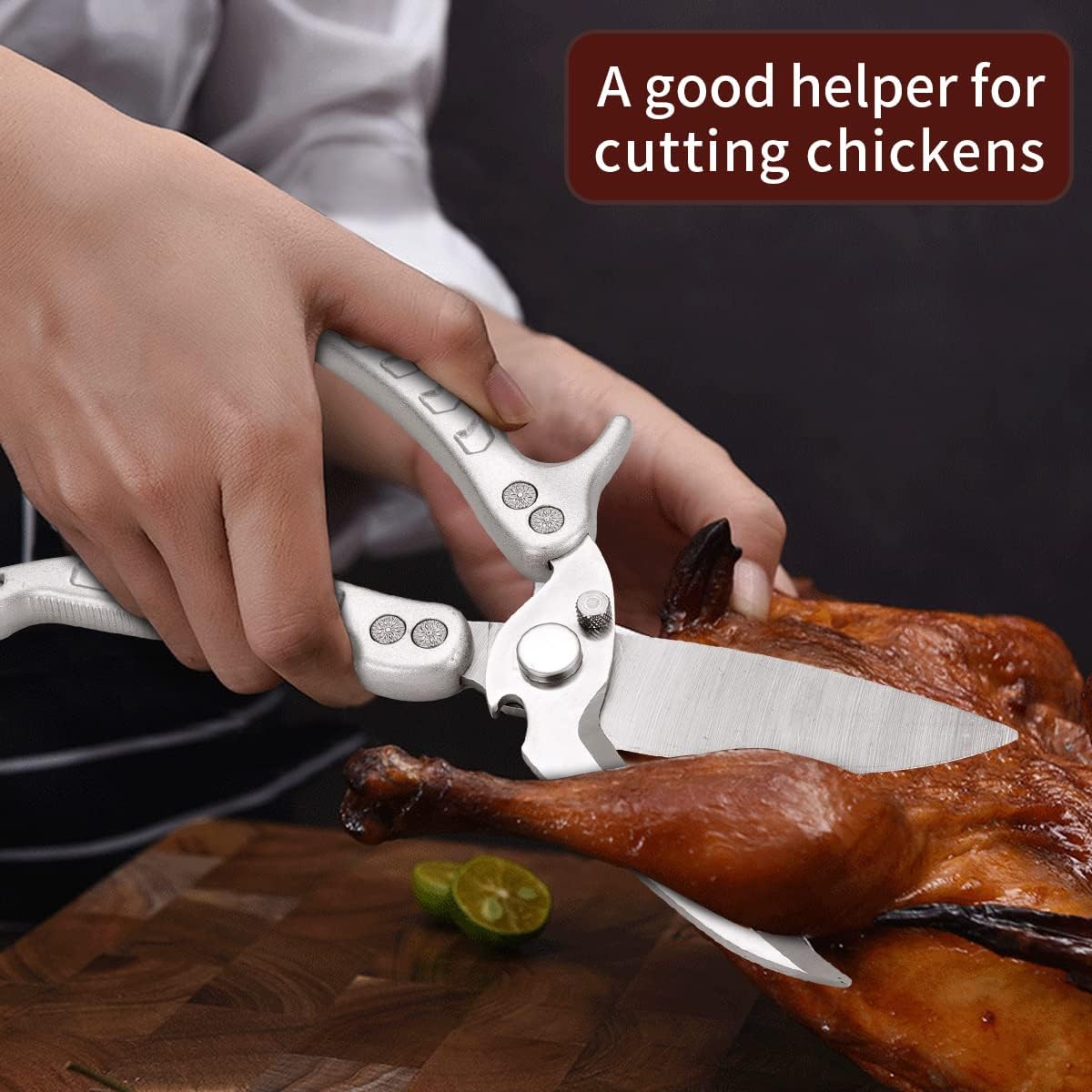 Tijeras cocina acero inox para huesos y carne con resorte
