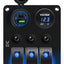 Panel interruptor basculante coche 3 cuadrillas USB LED