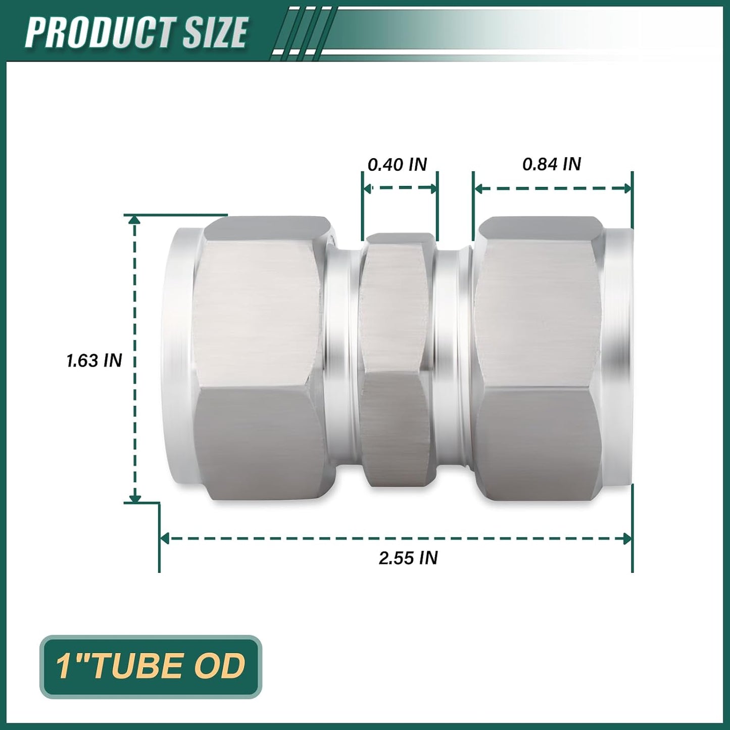 Conector tubo acero inox 304 1pulg adaptador aire agua gas