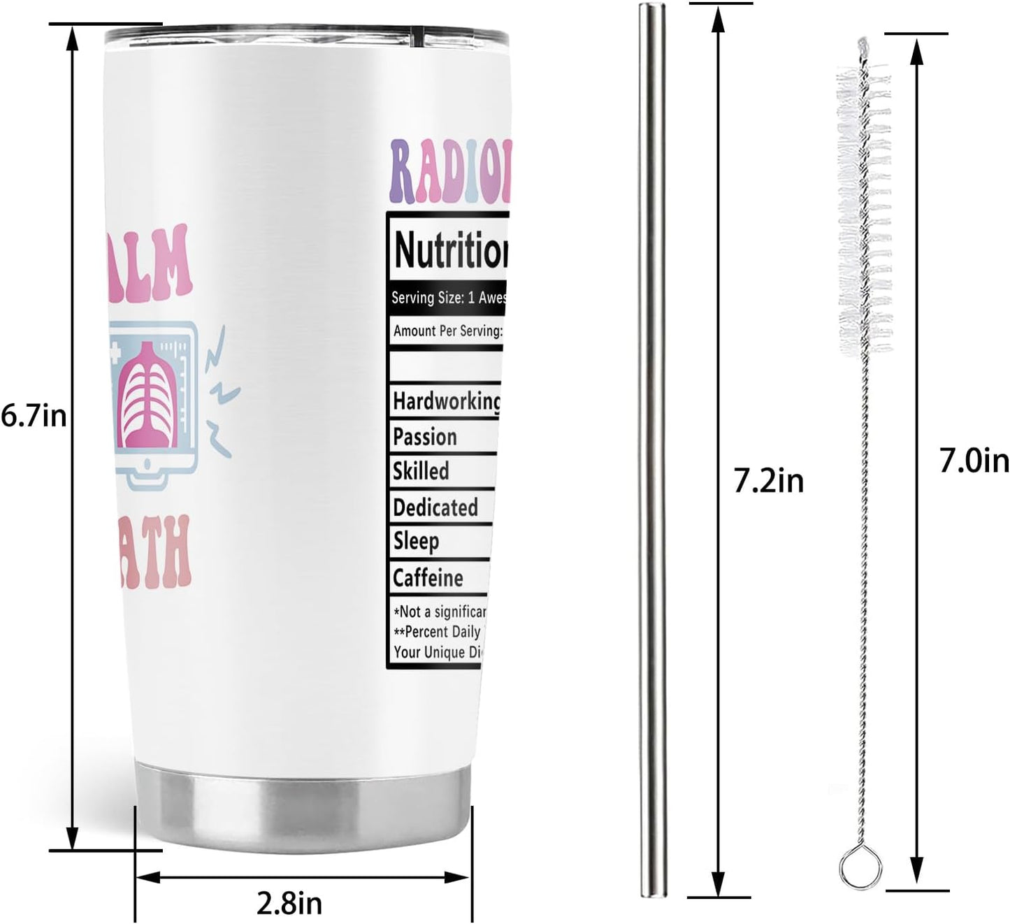 Vaso acero inox 20oz con tapa y popote blanco