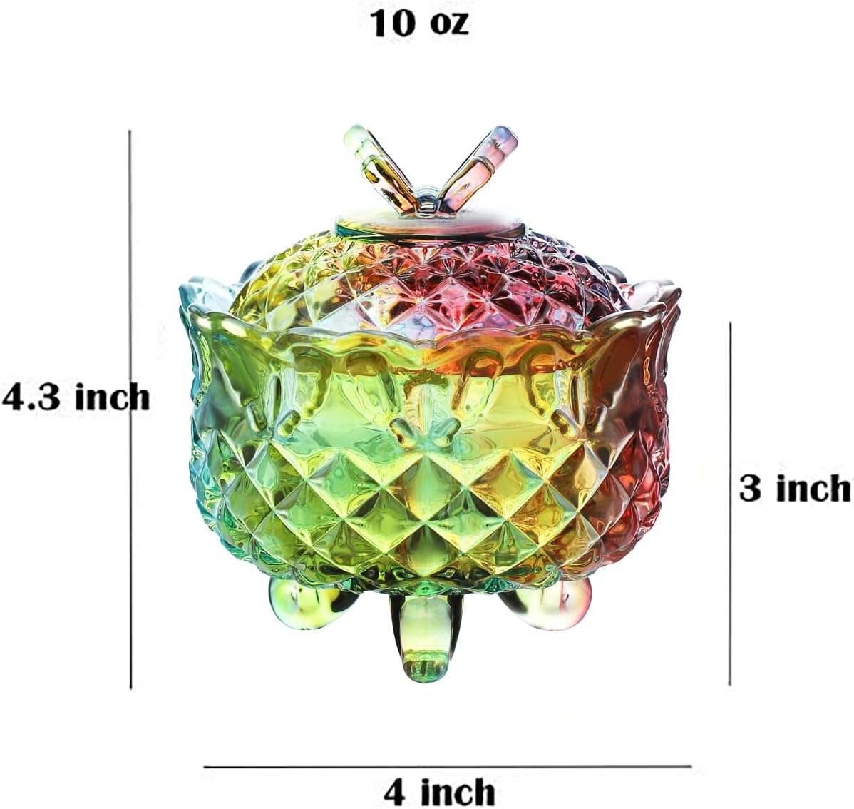Caja dulces cristal relieve con tapa joyero 10oz