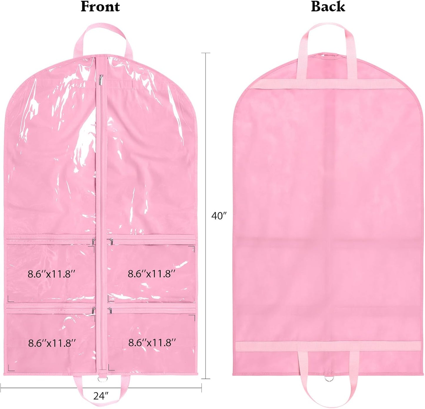 Bolsas ropa transparente baile 40" con 4 bolsillos