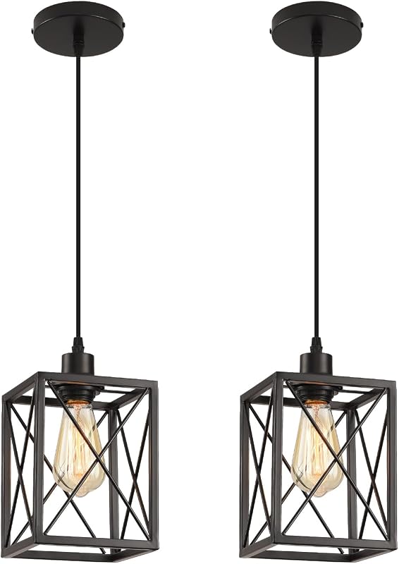 Lámpara colgante industrial negra para isla cocina ajustable