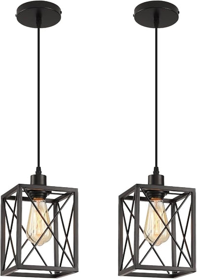 Lámpara colgante industrial negra para isla cocina ajustable