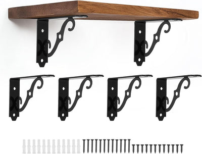 6 Soportes Flotantes Metal Estantería Negro 5x3"