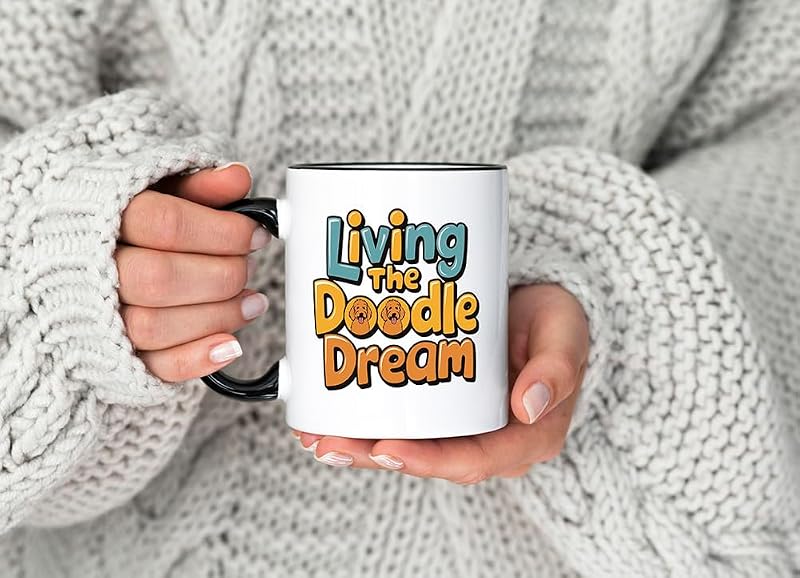 Taza Goldendoodle 11oz para mamás y papás con garabatos