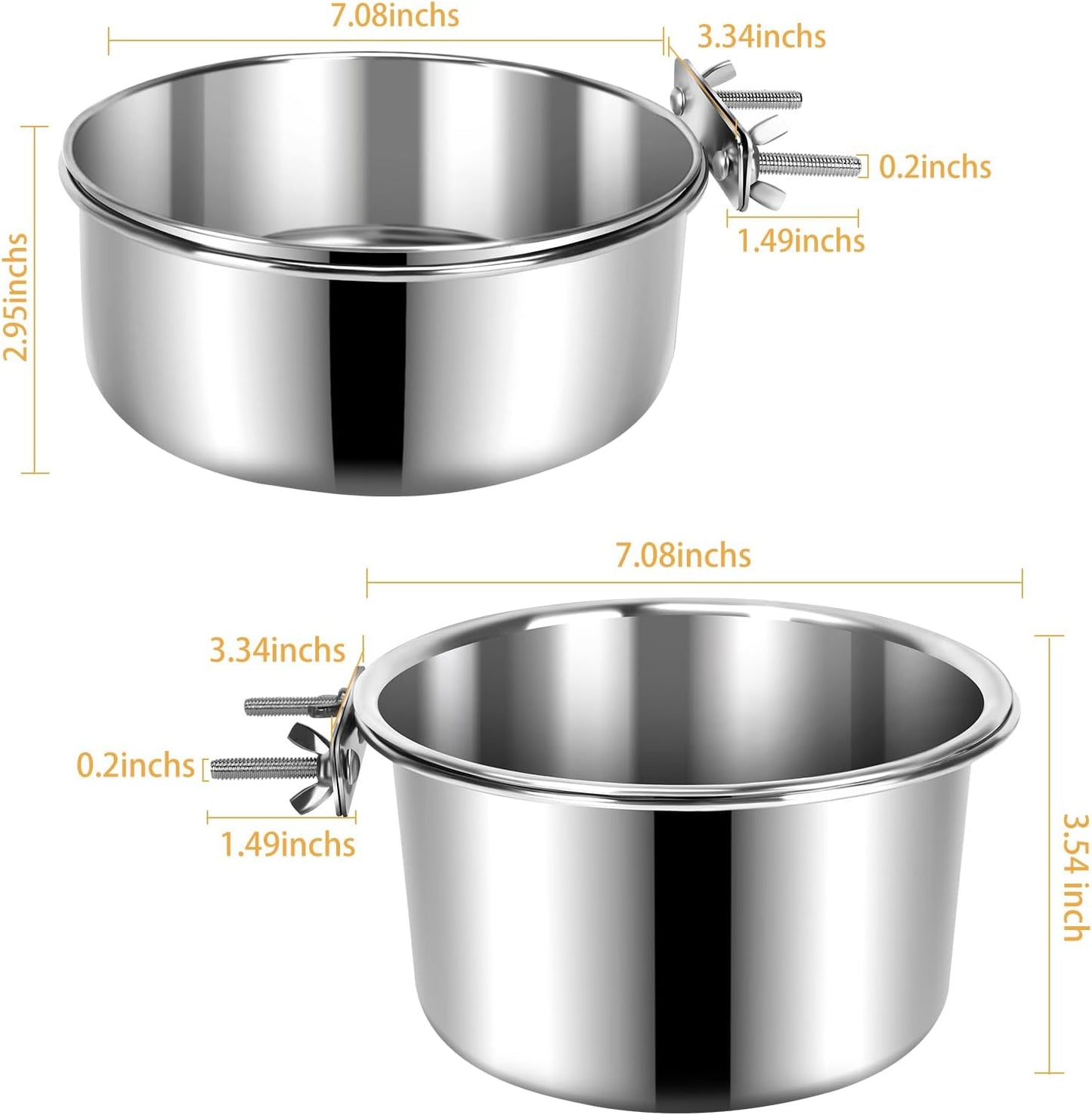 2 Pzas Cuencos Perros Gatos Acero Inox Antiderrap Jaula
