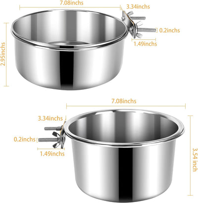 2 Pzas Cuencos Perros Gatos Acero Inox Antiderrap Jaula