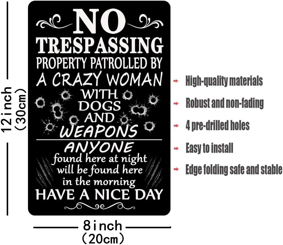 Letrero metal estaño No Trespassing 8x12"