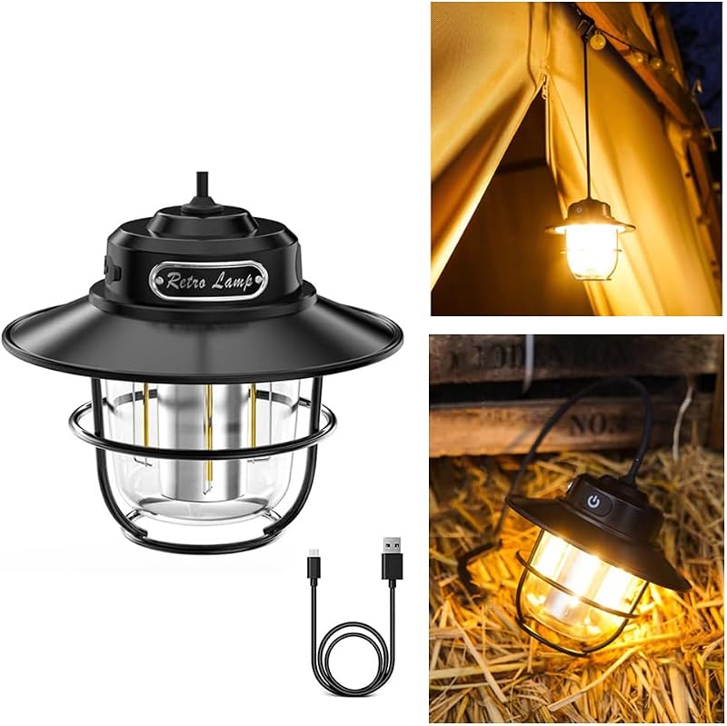 Luz LED recargable para acampar 4 modos blanco y cálido