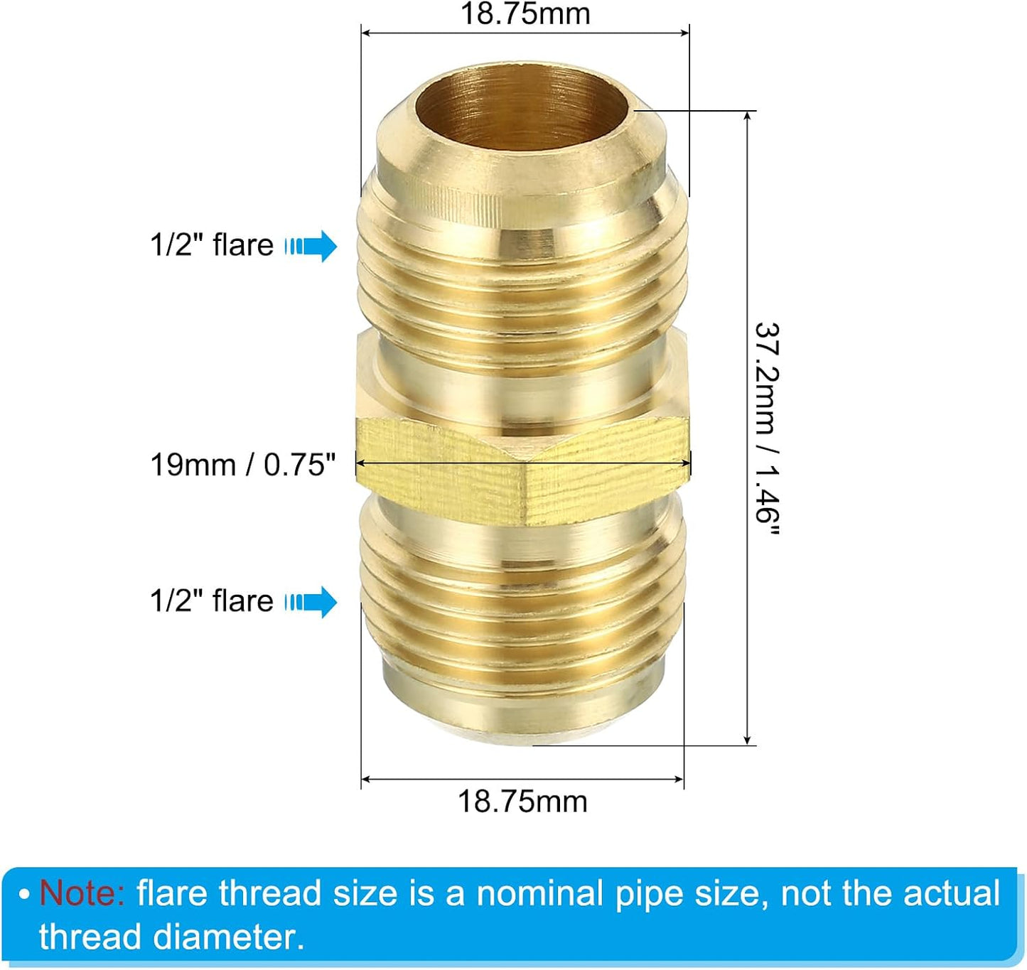 Conector latón macho 1/2 x 1/2 adaptador gas tubería