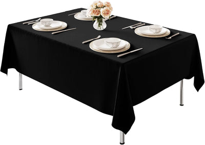 Mantel rectangular negro 60x84pulg tela cepillada poliéster