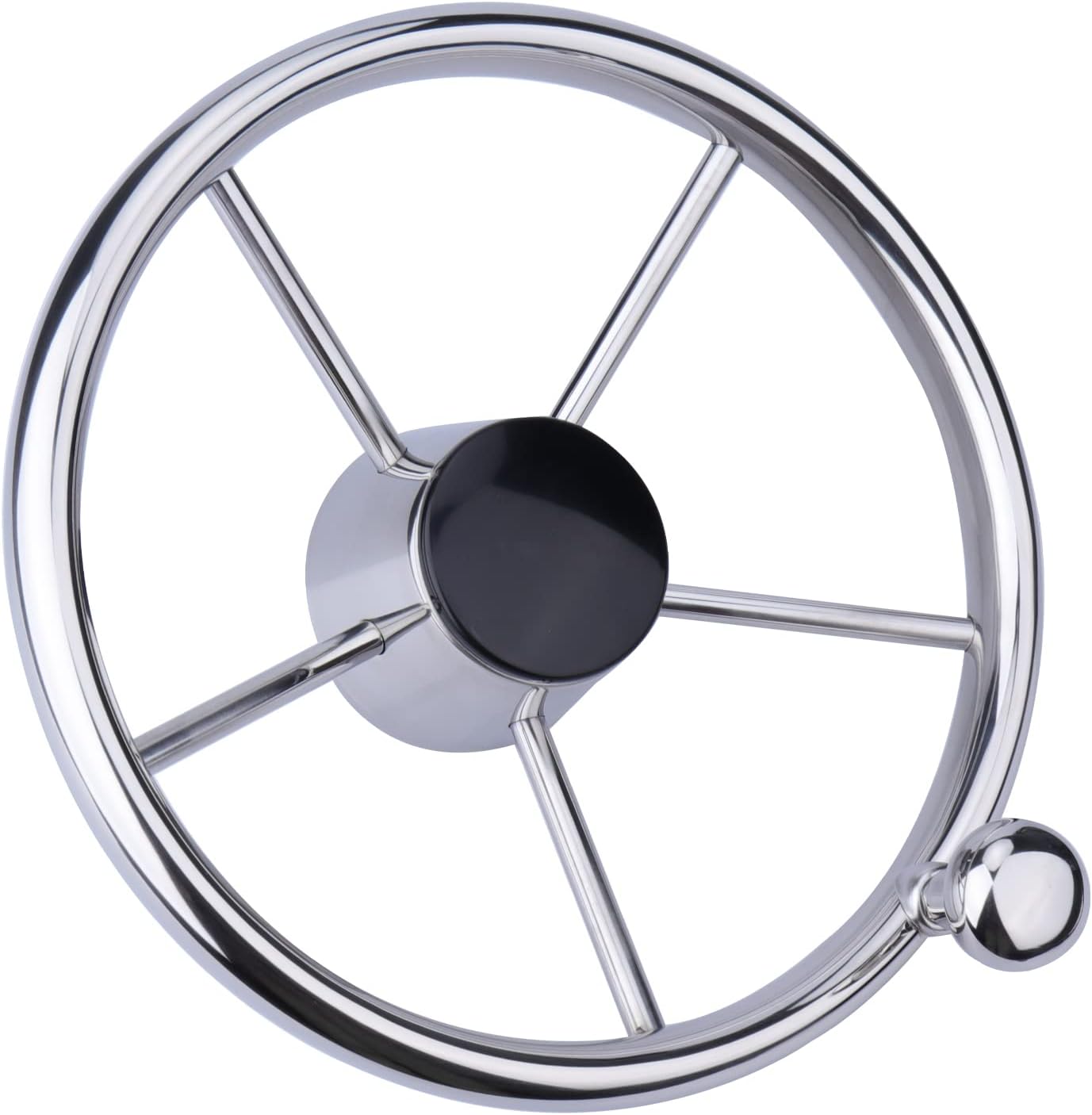 Volante barco acero inox 11pulg eje 3/4 pulg estilo 5 radios