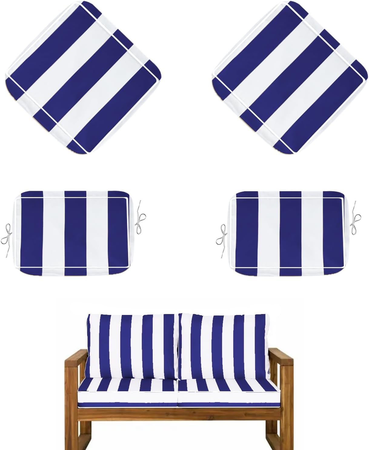 4 Pzas Cubiertas Almohadas Exterior 26x18" Set 6 Asientos