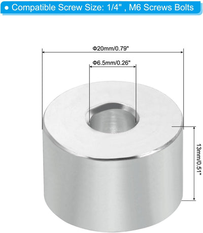 Espaciadores aluminio M6 redondo 0.256x0.787pulg