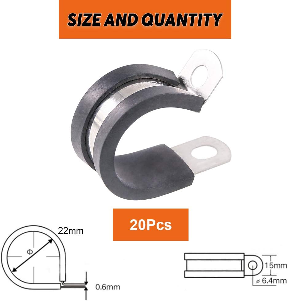 20 Abrazaderas Aislantes Acolchadas 7/8pulg Acero Inox