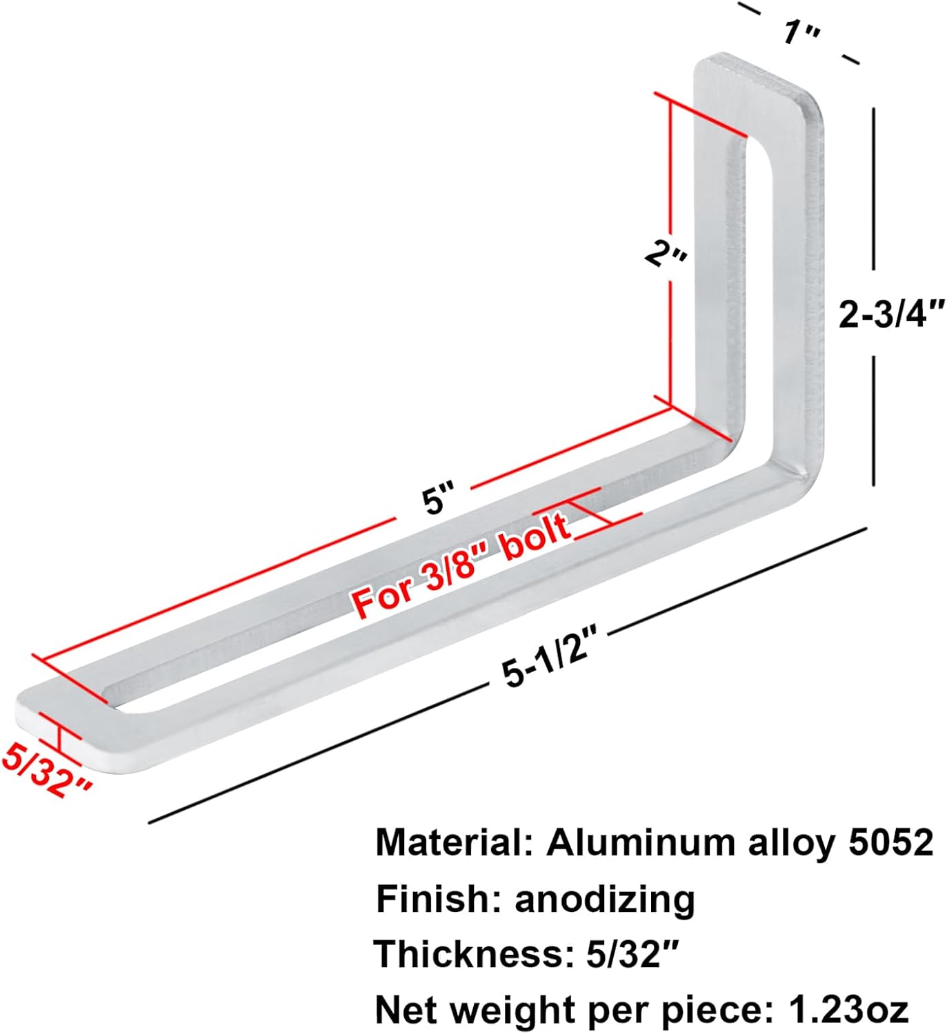 10 Soportes L Ranurados Ajustables 3/8pulg Aluminio