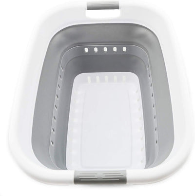 Cesta plegable plástico para ropa sucia 37L 1, blanco/gris