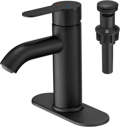 Grifo baño negro mate mango acero inox 1 o 3 agujeros
