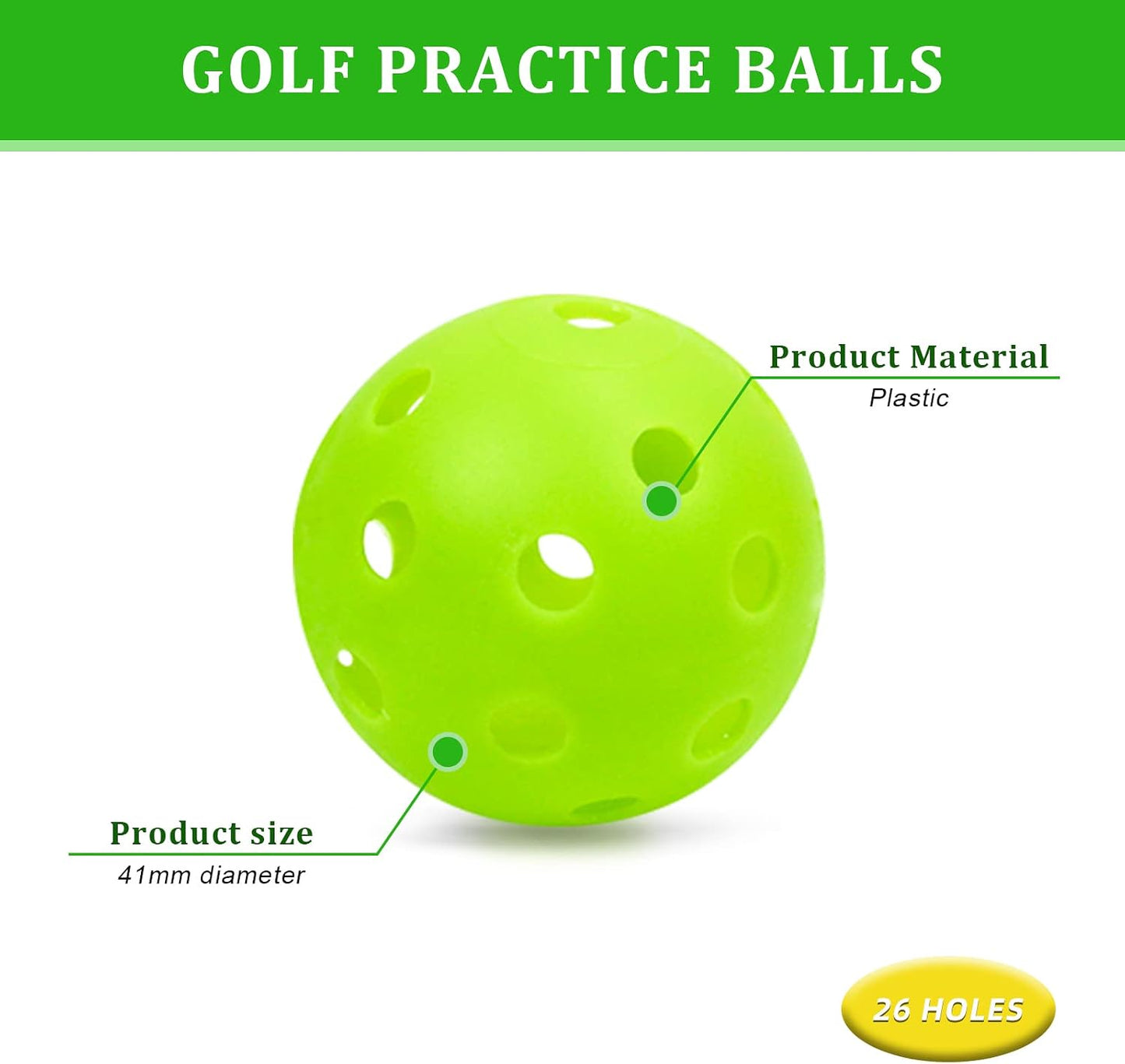 Pelotas golf plástico huecas con bolsa malla para práctica