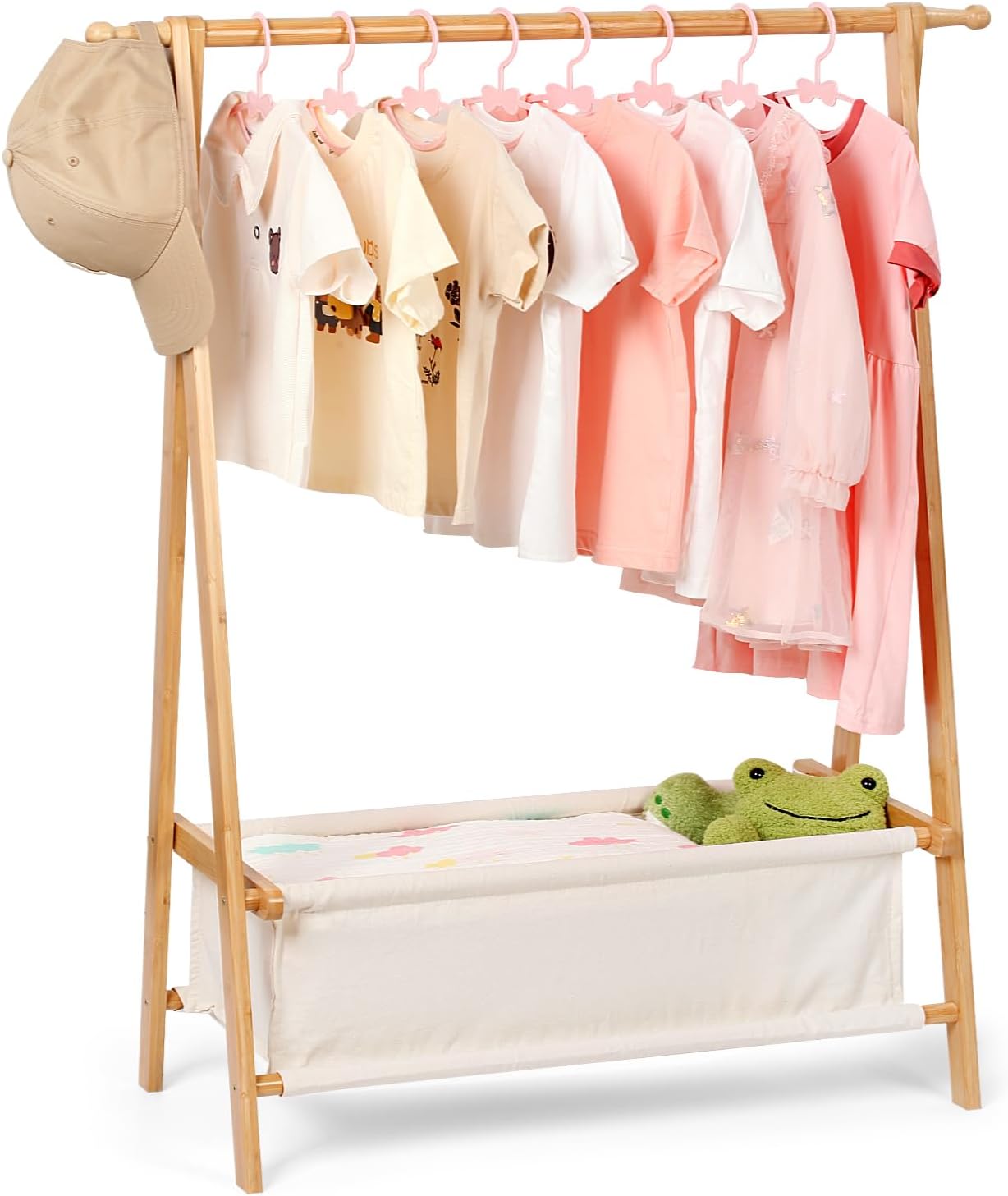 Perchero bambú para niños ropa pequeña color natural