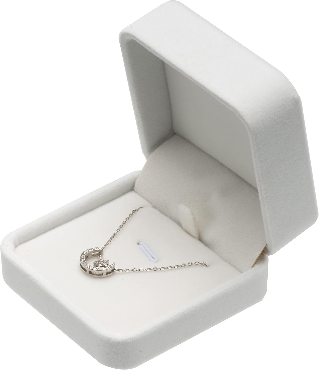 Caja regalo terciopelo collar colgante blanco