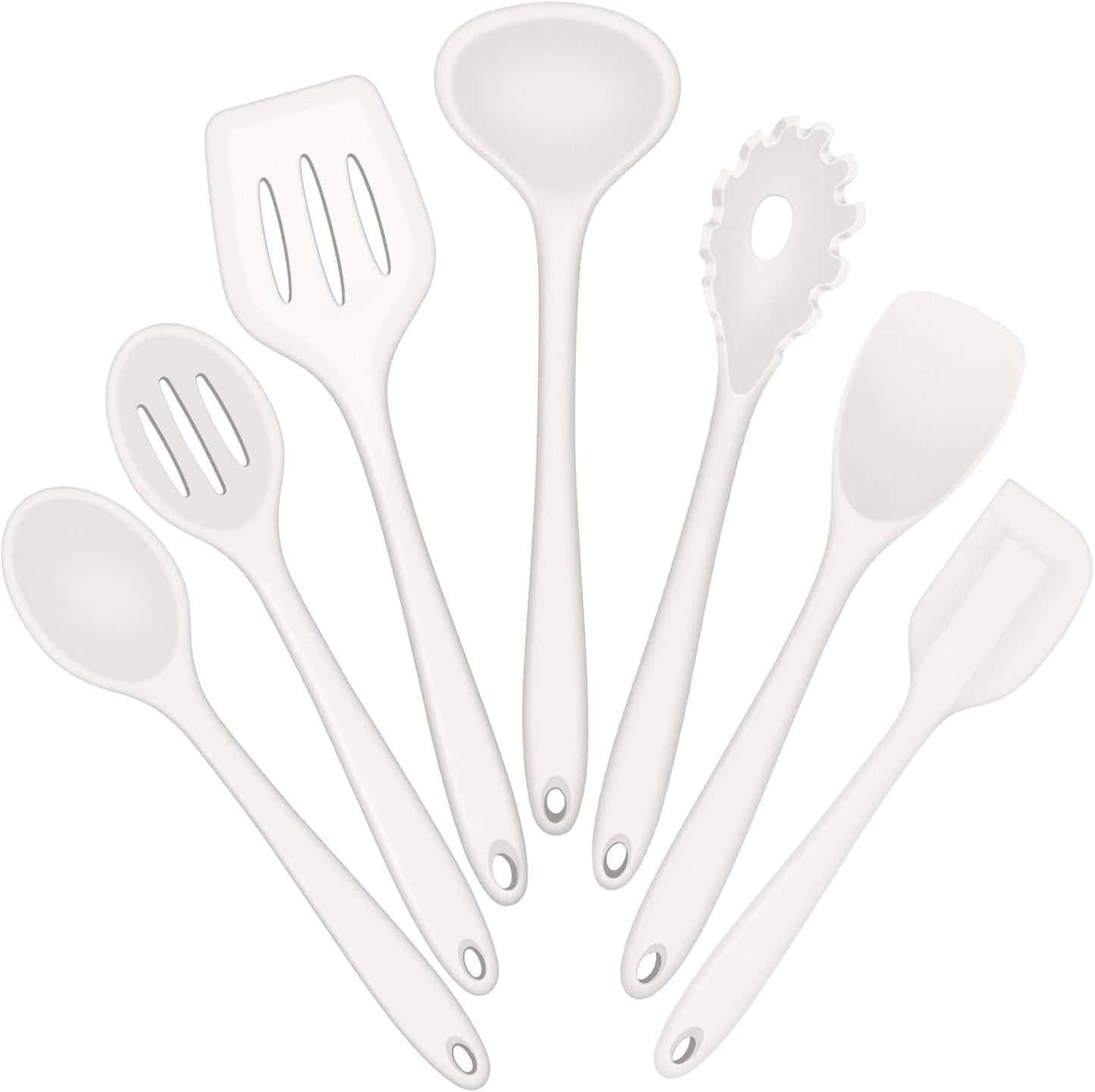 Set 7 Pzas Utensilios Silicona Antiadherente Blanco