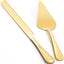 Juego corte pastel 13pulg dorado con cuchillo servidor ondulado