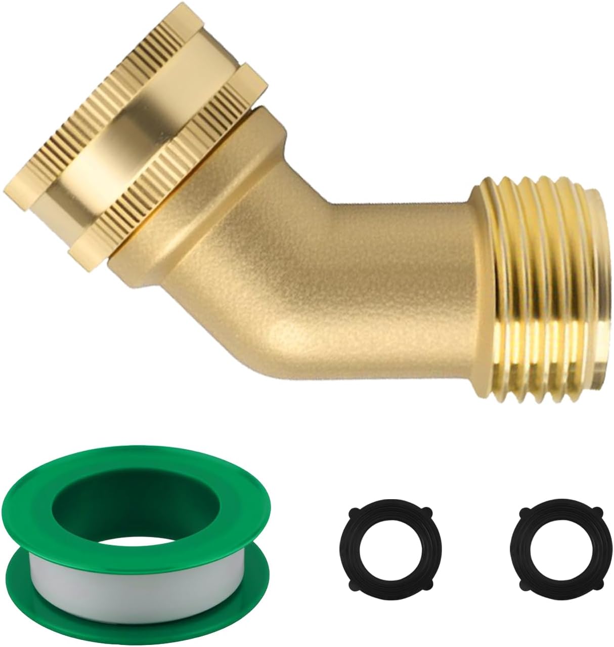 Conector codo manguera jardín latón 3/4pulg 45grados