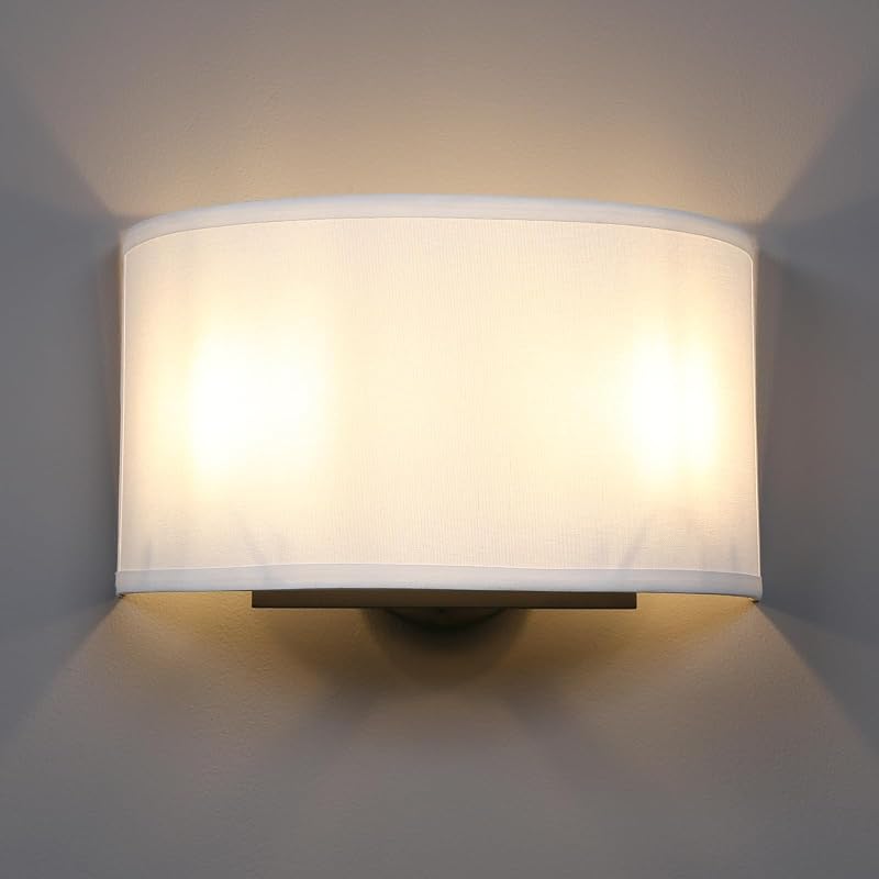 Aplique pared tela blanca 2 luces estilo vintage industrial