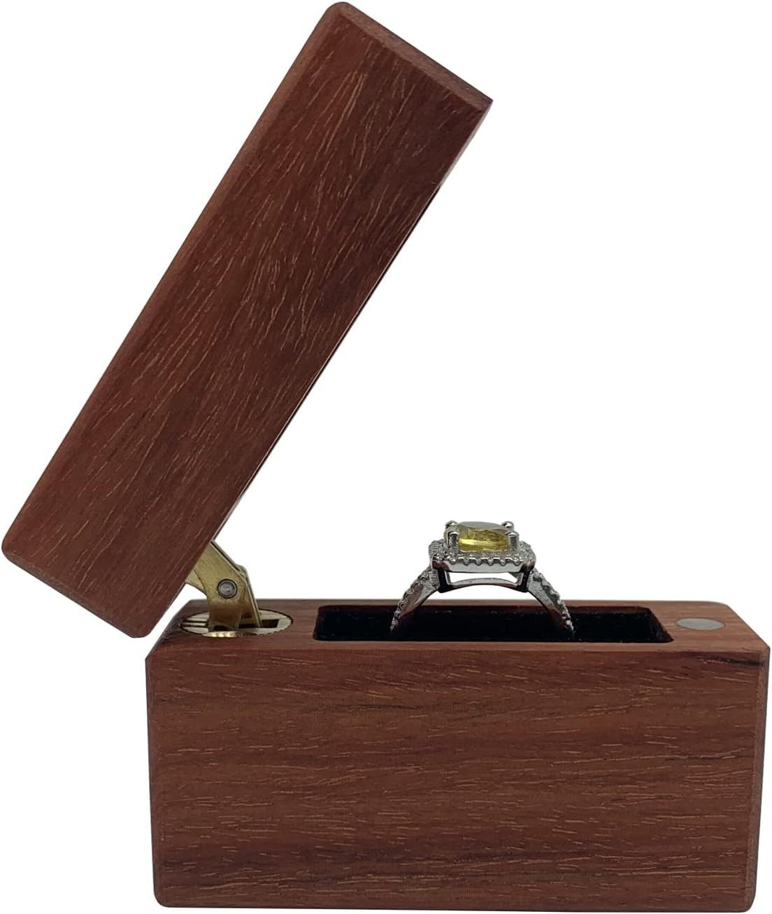 Caja anillo madera maciza grande rojo para boda