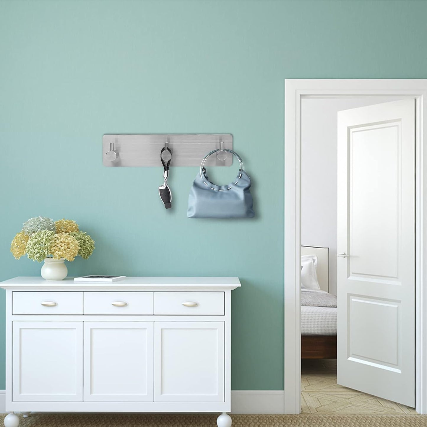 Soporte llaves pared ganchos autoadhesivos acero inox