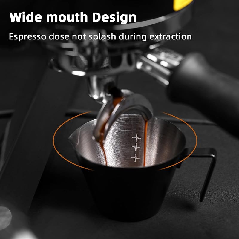 Taza medidora acero inox asa 2oz para salsa y bebidas negro